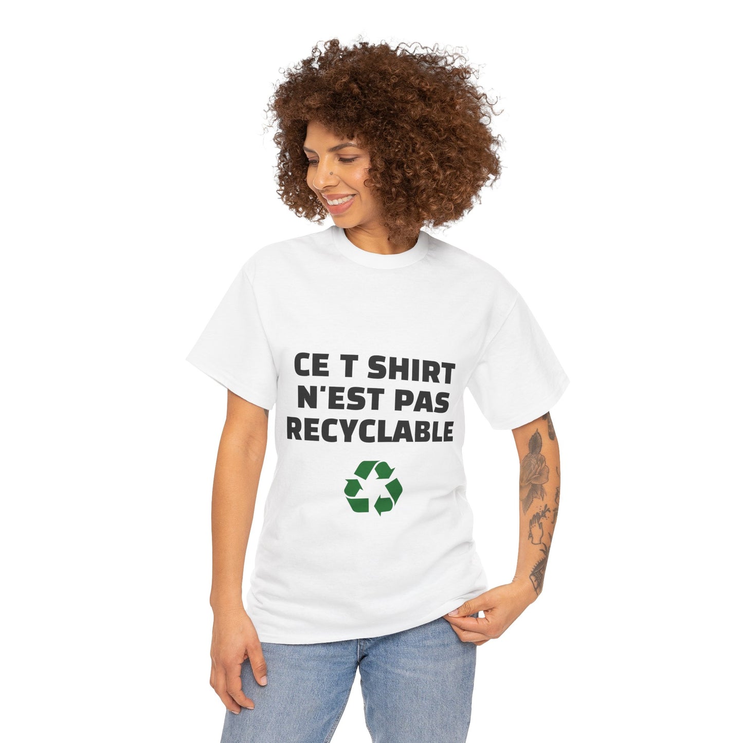 T-shirt Unisexe en Cotton "Ce T-shirt N'est Pas Recyclable ♻️"